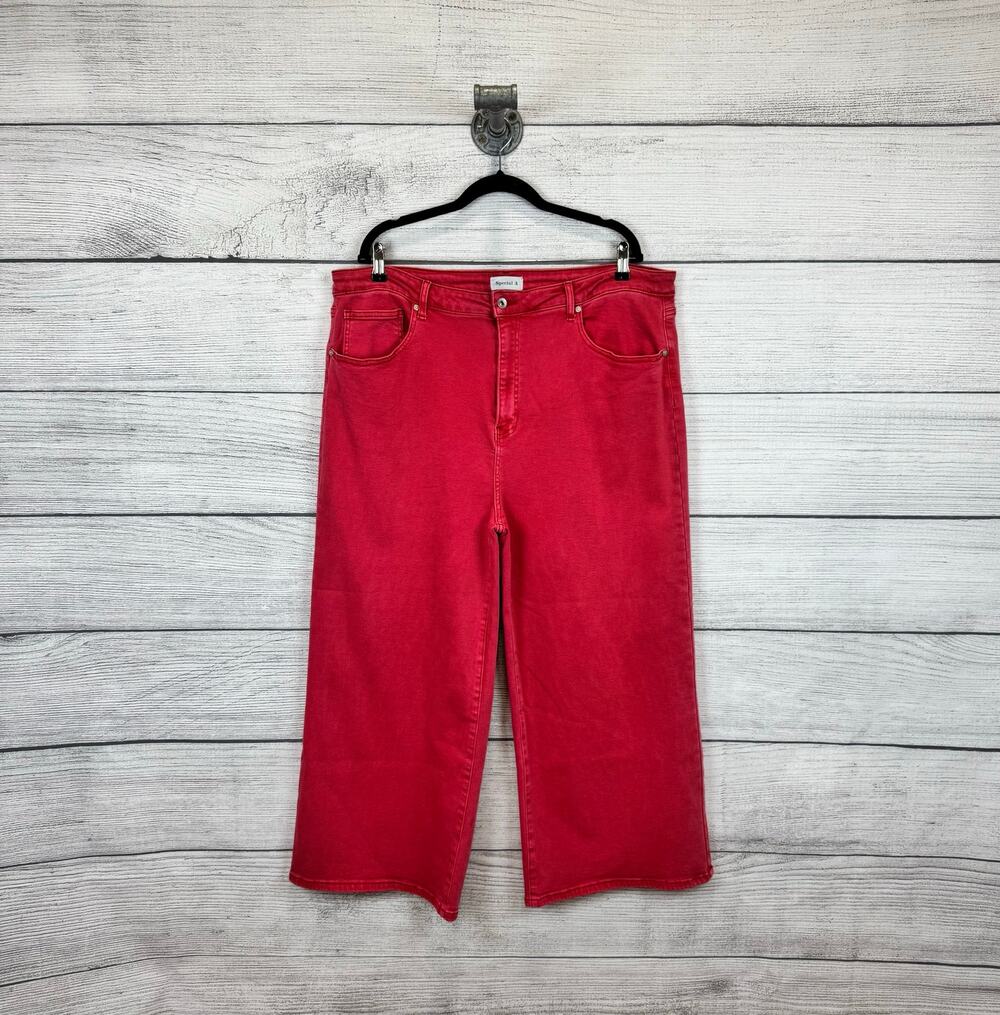 Special A Plus Size Viva Magenta High Rise Wide Leg Stretch Jeans Size 3XL